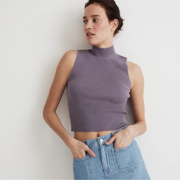 Madewell The Signature Knit Mockneck Sweater Tank smoky grape - Picture 1 of 6